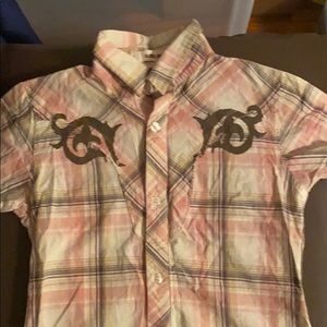 Pink and White button down shirt